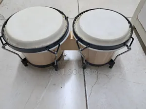 Natural Wood Bongo Drum Set With Stand