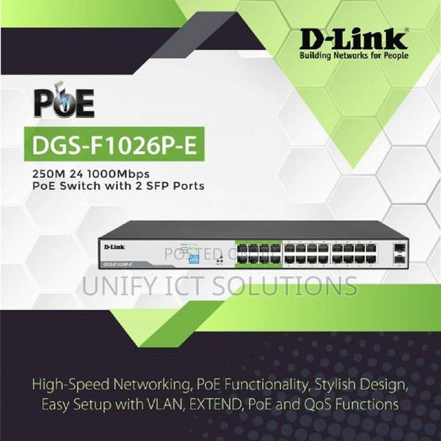 D-Link Upto 250 Meter Support 24-Port 1000mbps Poe Switch With 2 SFP