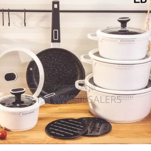 White Red 12‐Piece Nonstick Edenburg Cookware Set