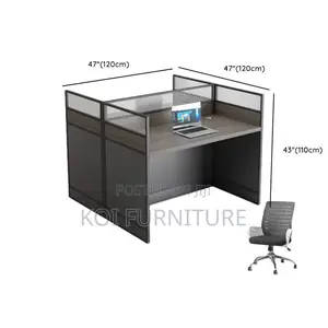 Office Workstation; Gray Rectangular Two User Workstation