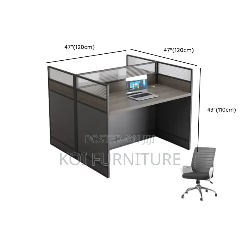 Office Workstation; Gray Rectangular Two User Workstation
