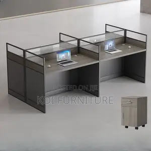 Office Workstation; Gray Rectangular Two User Workstation