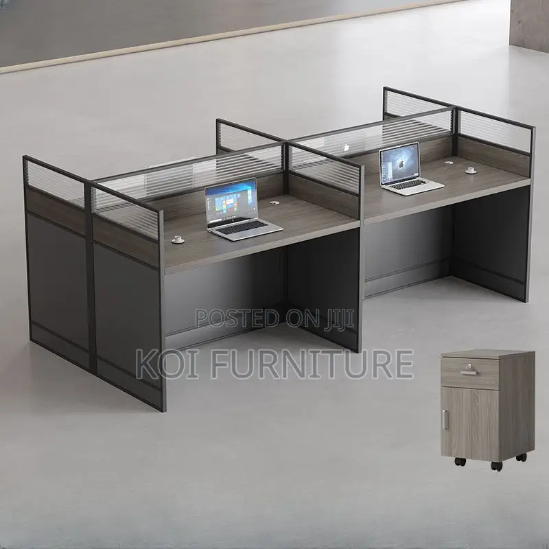 Office Workstation; Gray Rectangular Two User Workstation