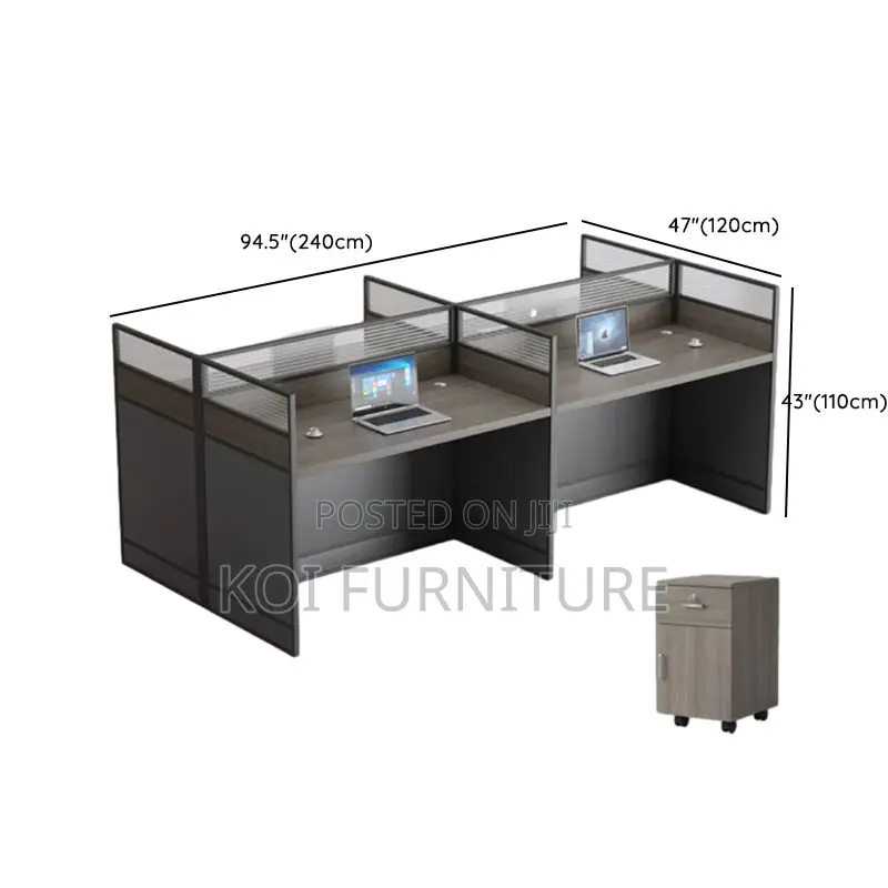 Office Workstation; Gray Rectangular Two User Workstation