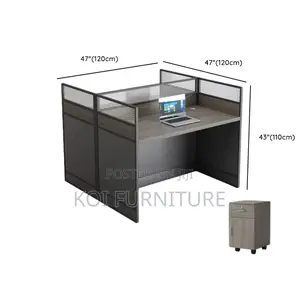 Office Workstation; Gray Rectangular Two User Workstation