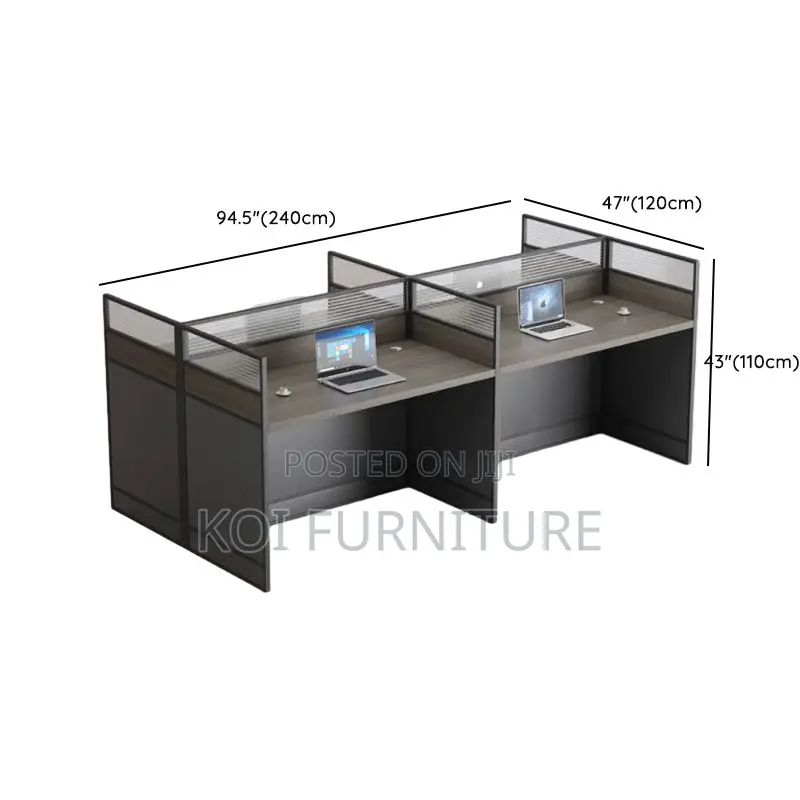 Office Workstation; Gray Rectangular Two User Workstation