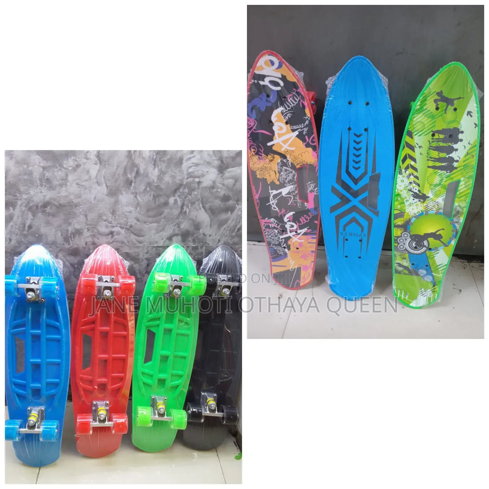 Graphic Fish Shape Skate Board