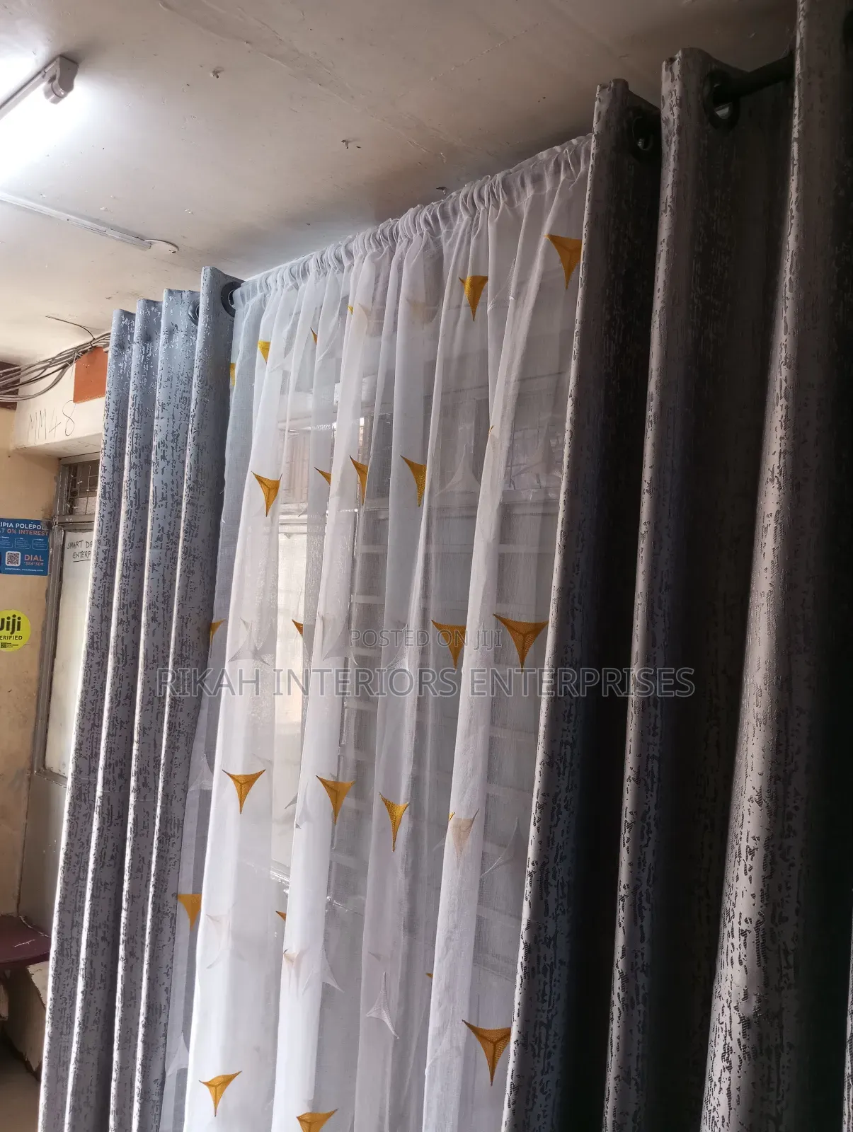 Grey Curtains With Detailed Sheers Price Is Per Meter