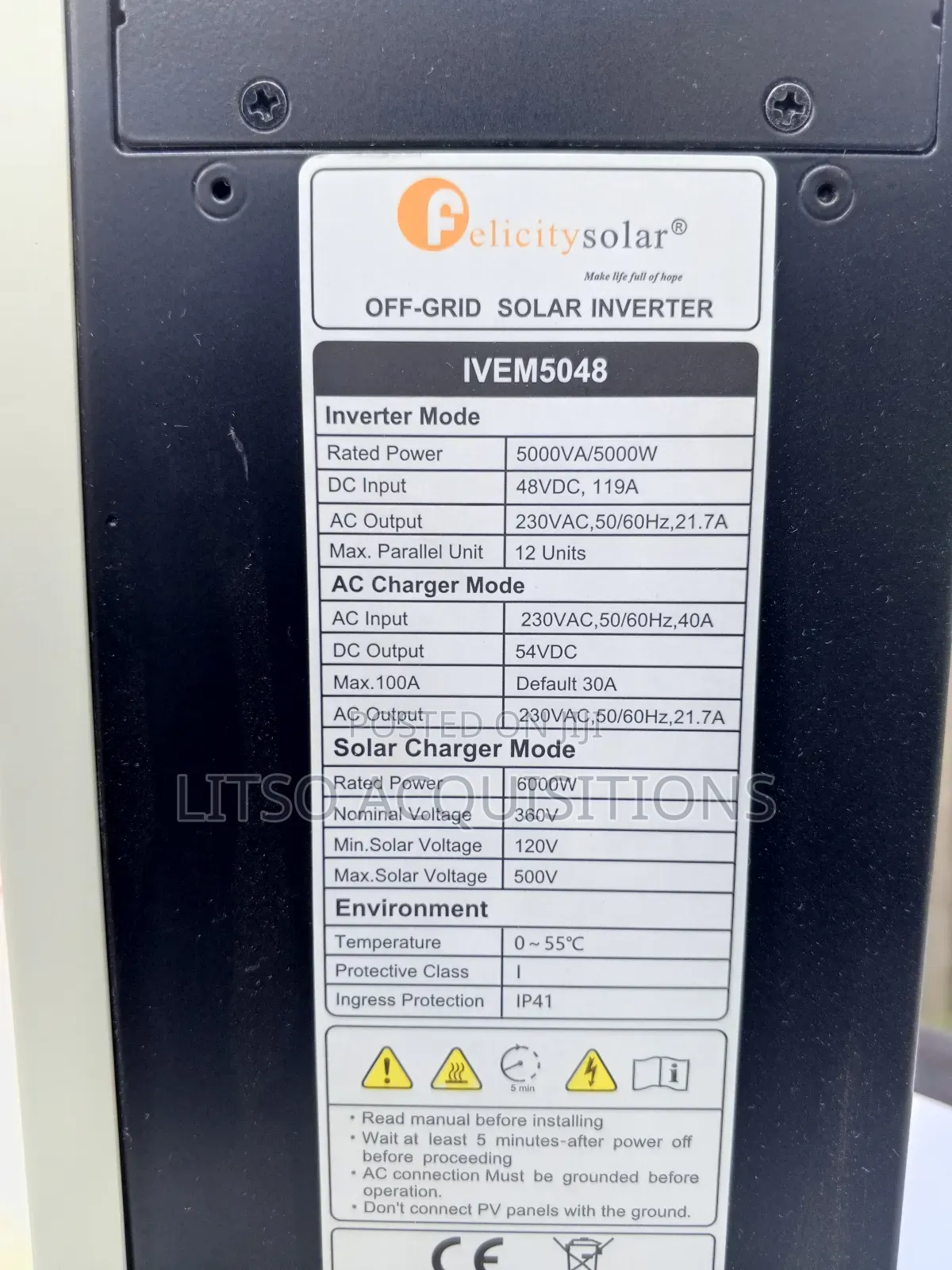 4kva 24v Felicity Hybrid Inverter.