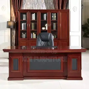 Office Desk; 1400mm Executive L Shaped Mahogany Desk