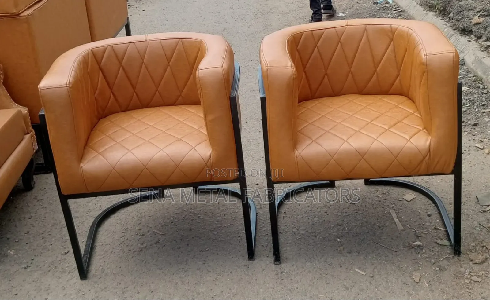 Salon Client Chairs With Metal Frame.
