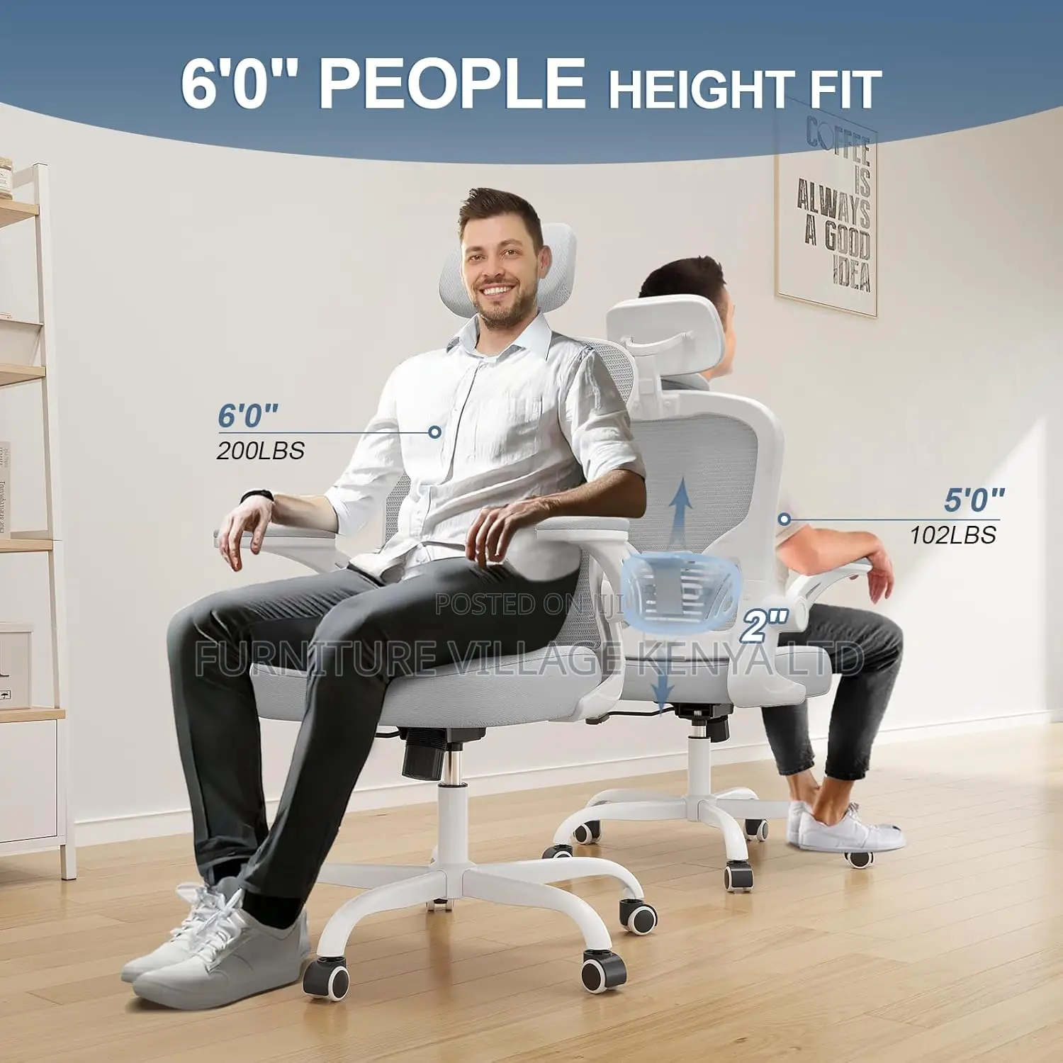 Desk Chairs: High-back Orthopedic Office Seat