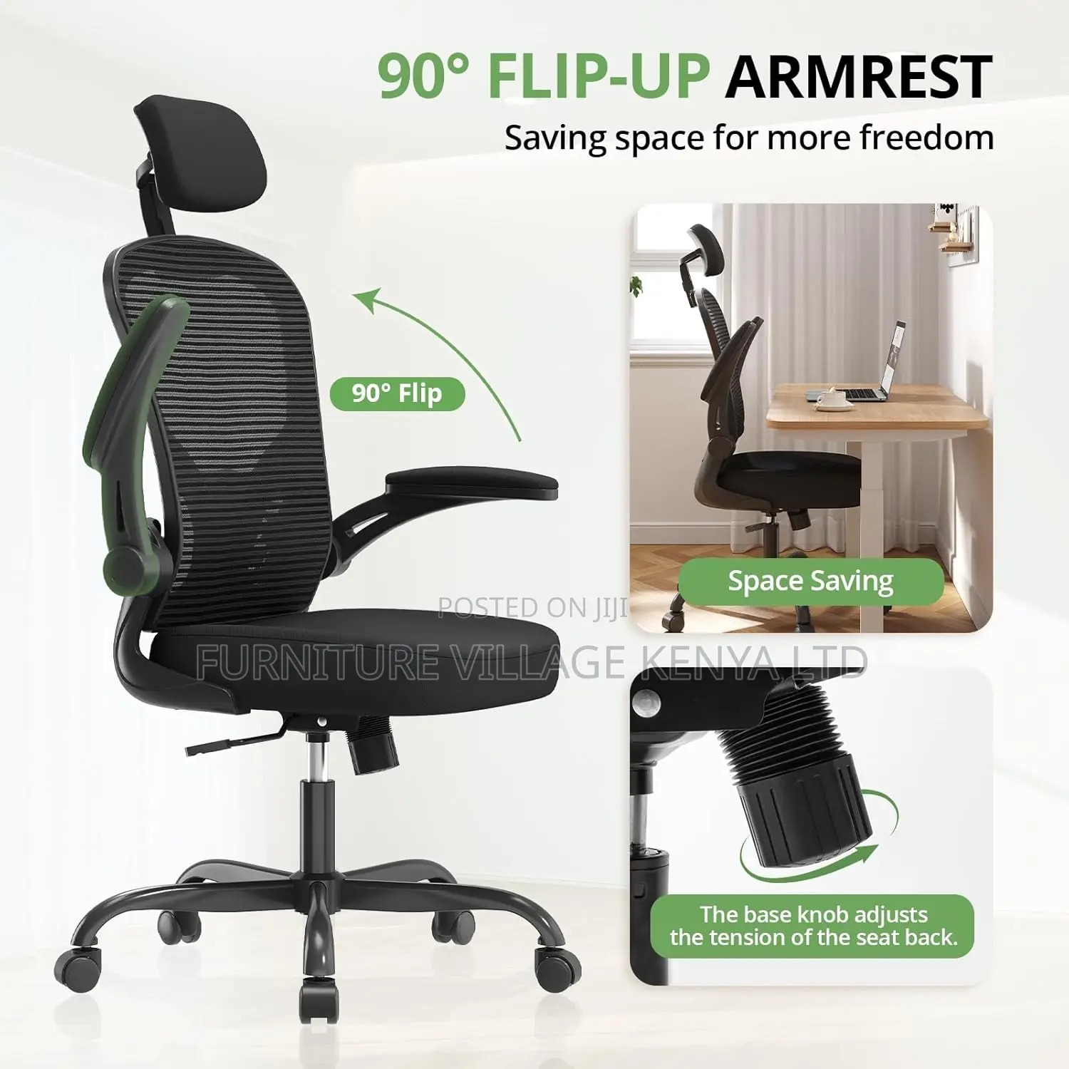 Desk Chairs: High-back Orthopedic Office Seat