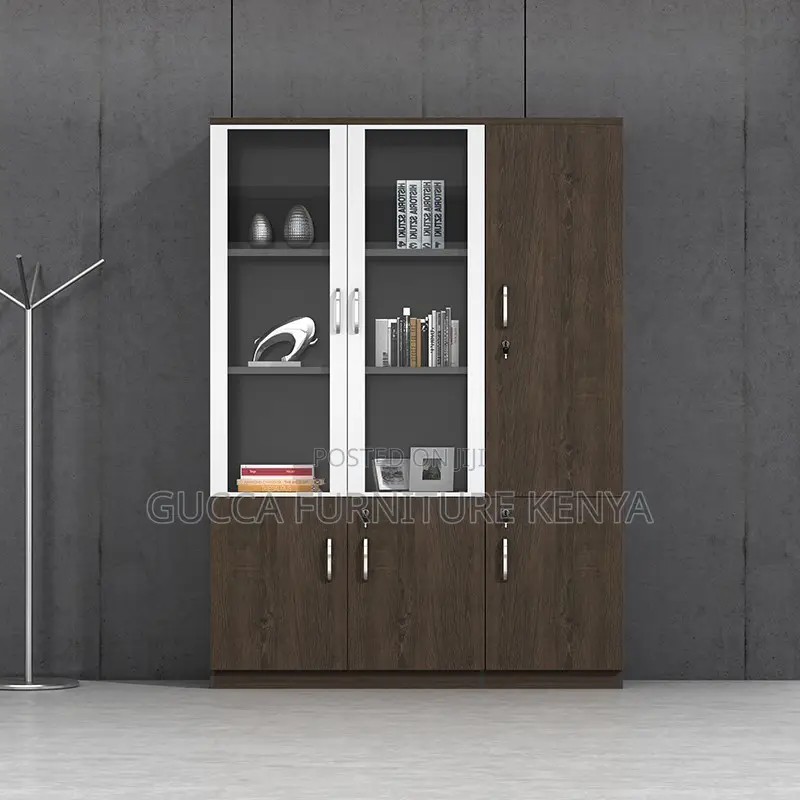 3-door's Wooden Office Filling Cabinet-glass Front