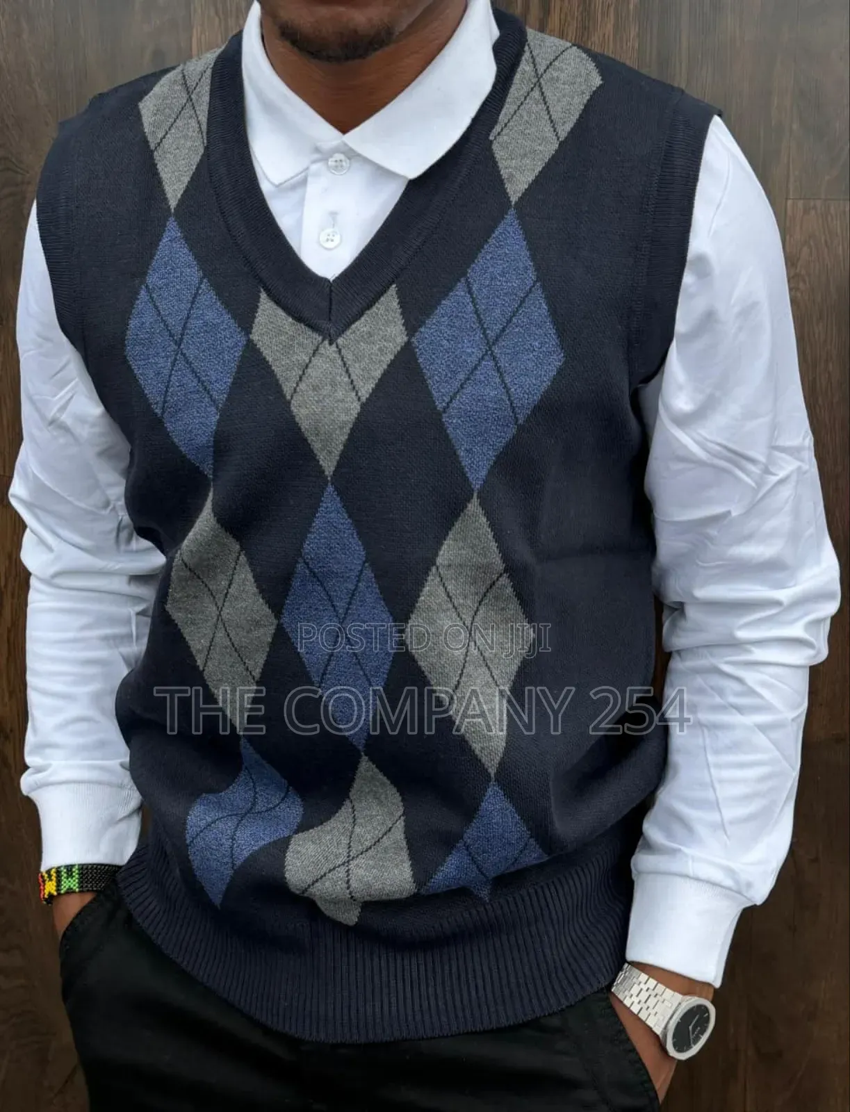 Quality Casual Checking Men Wind Braier v Neck Sweater