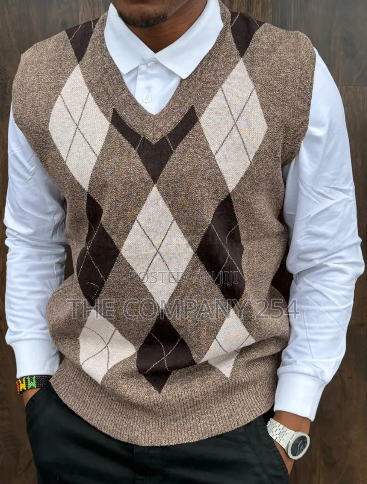 Quality Casual Checking Men Wind Braier v Neck Sweater