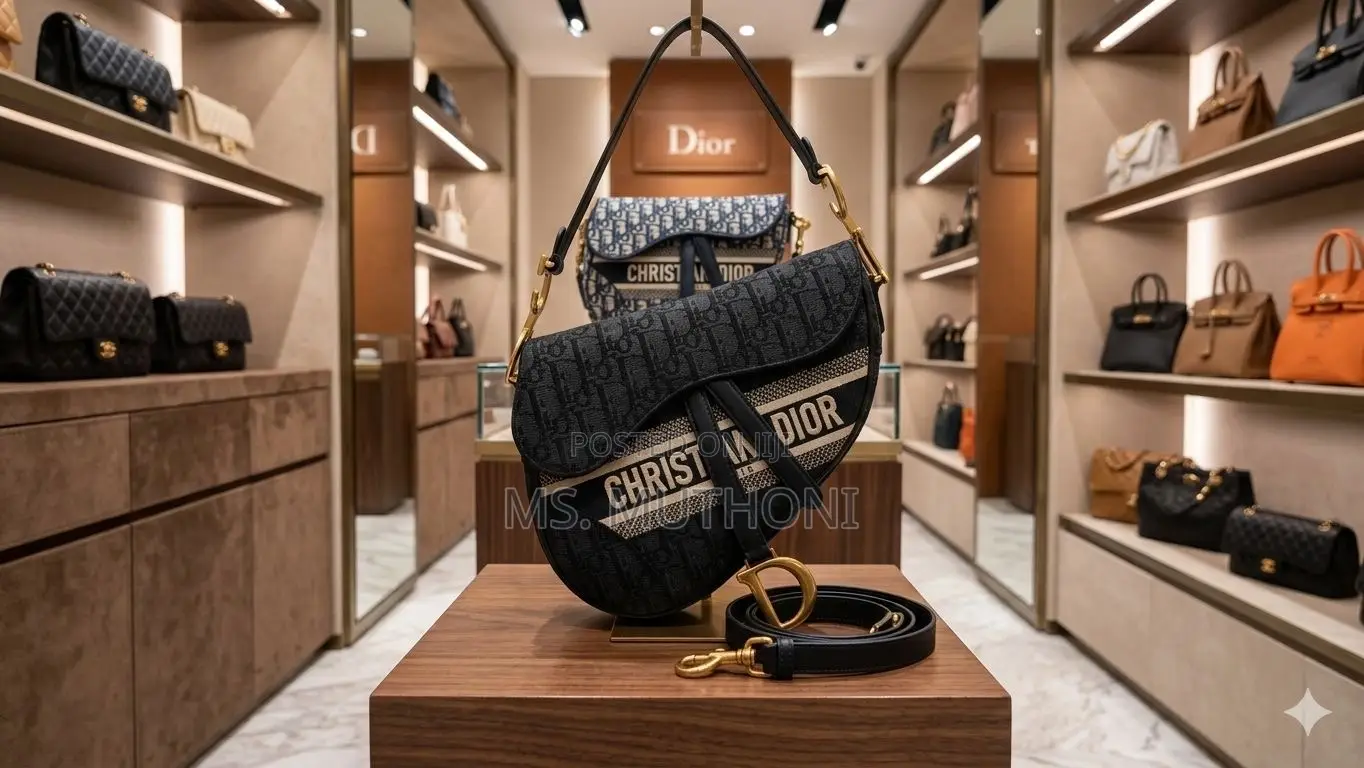 Christian Dior S at Ddle Bag in Blue Dior Oblique Jacquard.