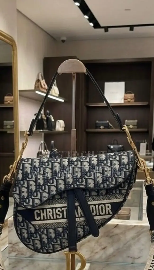 Christian Dior S at Ddle Bag in Blue Dior Oblique Jacquard.