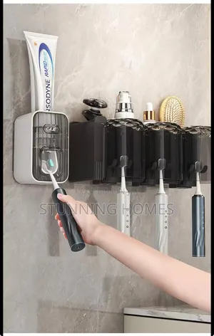 Wal Mounted Toothbrush Holder and Toothpaste Dispenser