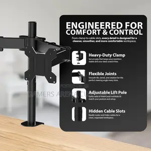 Zeno M622 Dual Monitor Arm Clamp Mount. Each Arm 13'' Up to 27 Inches