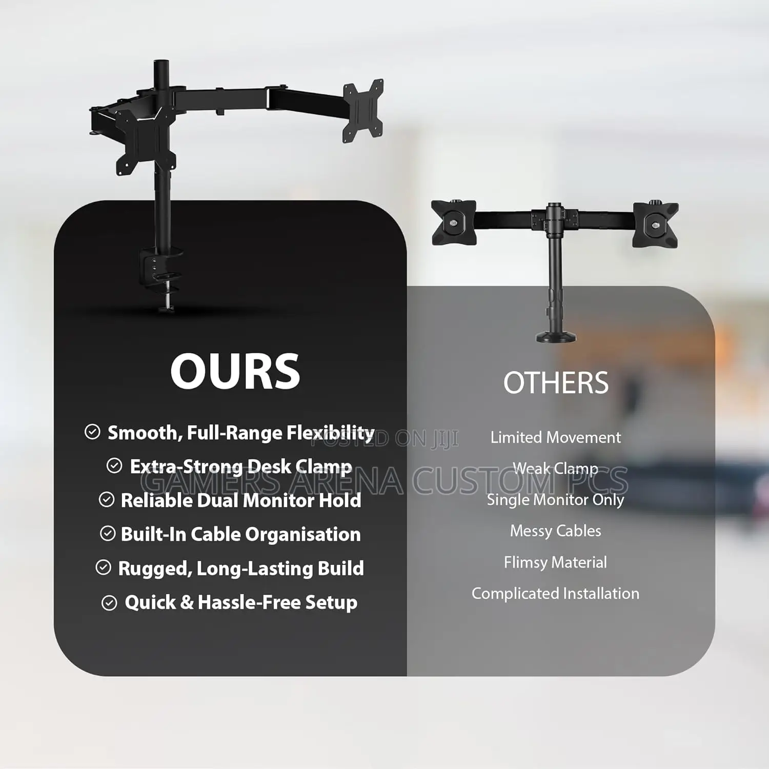 Zeno M622 Dual Monitor Arm Clamp Mount. Each Arm 13'' Up to 27 Inches