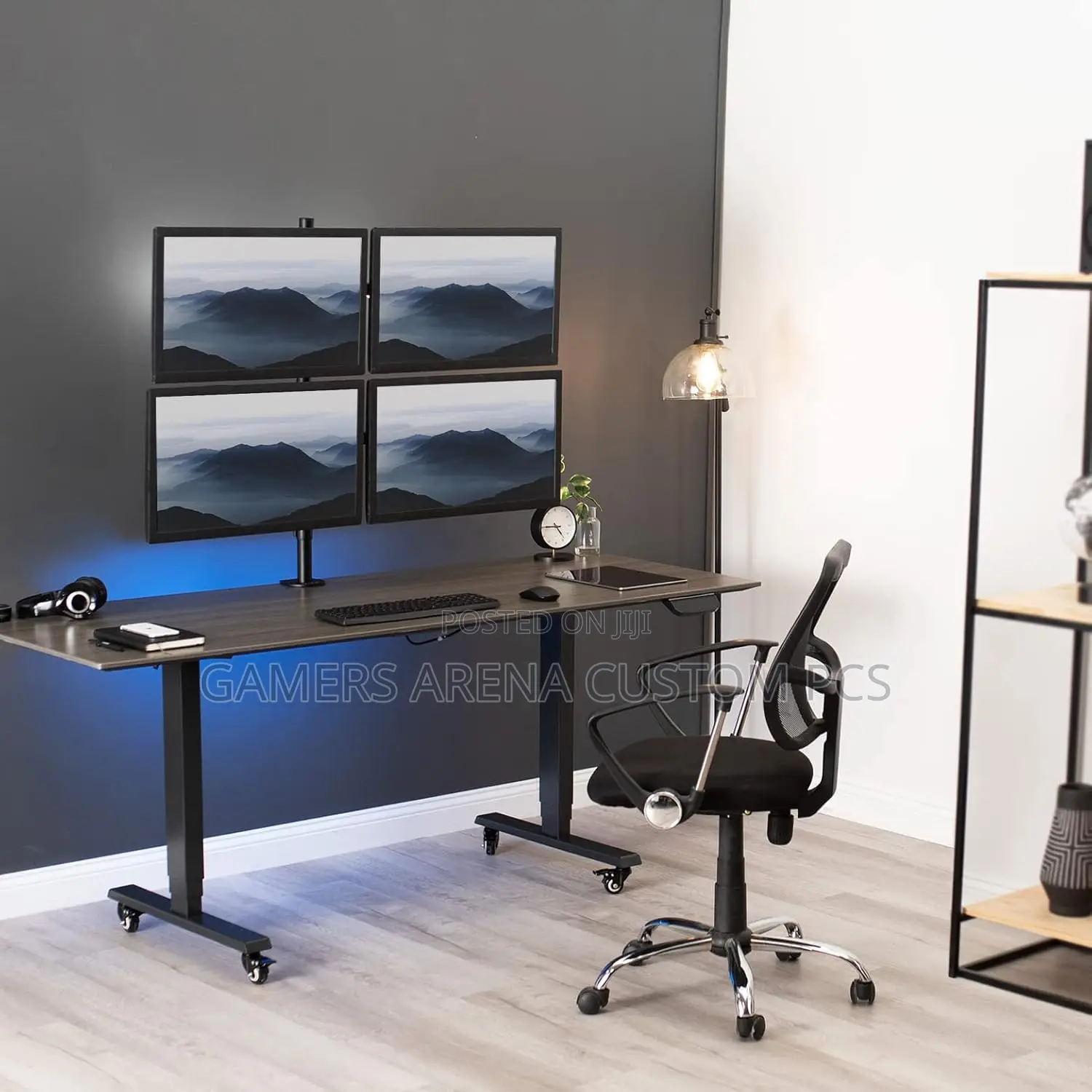 Zeno M624 Quad Stand Monitor Mount Arm Forex,Trading Gaming Setup