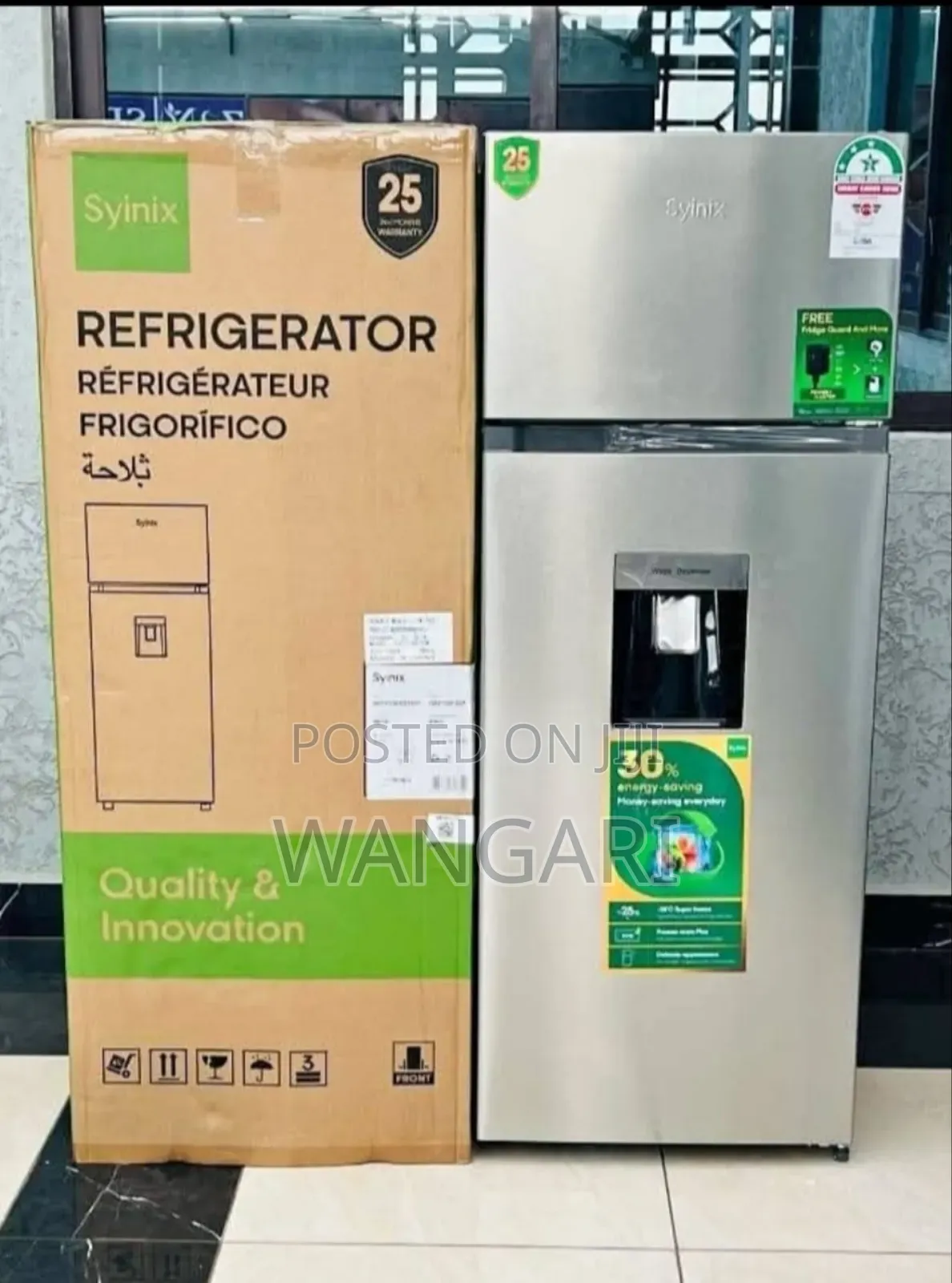 Restocked 210 L Syinix Refrigerator With Inbuilt Water Dispenser