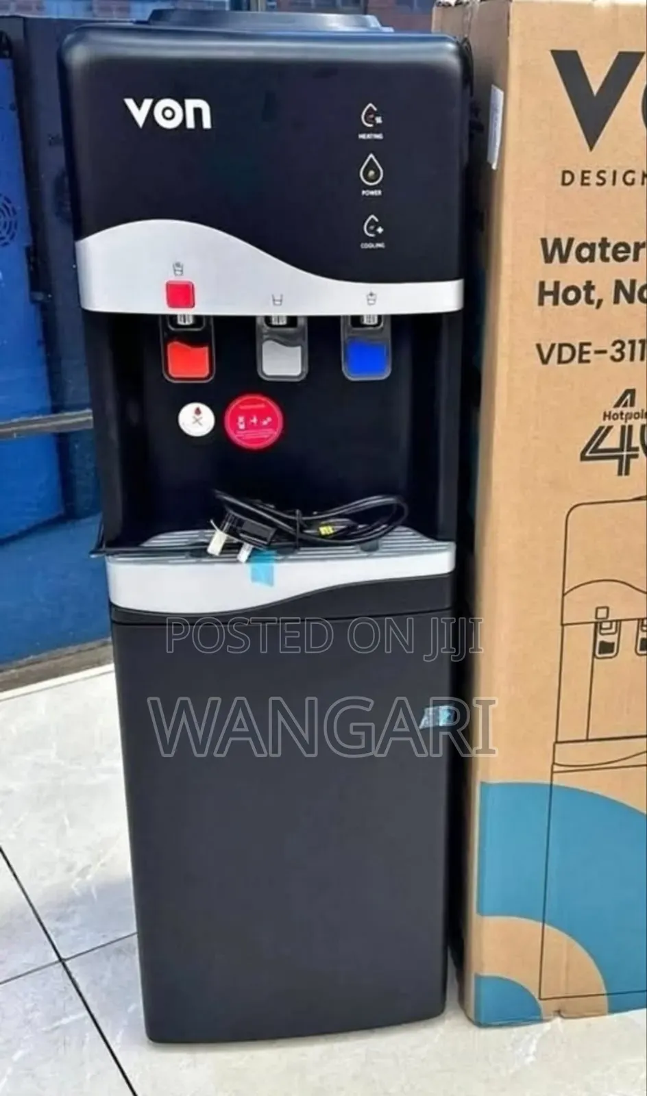 Black Von 3 Taps Water Dispenser HCN