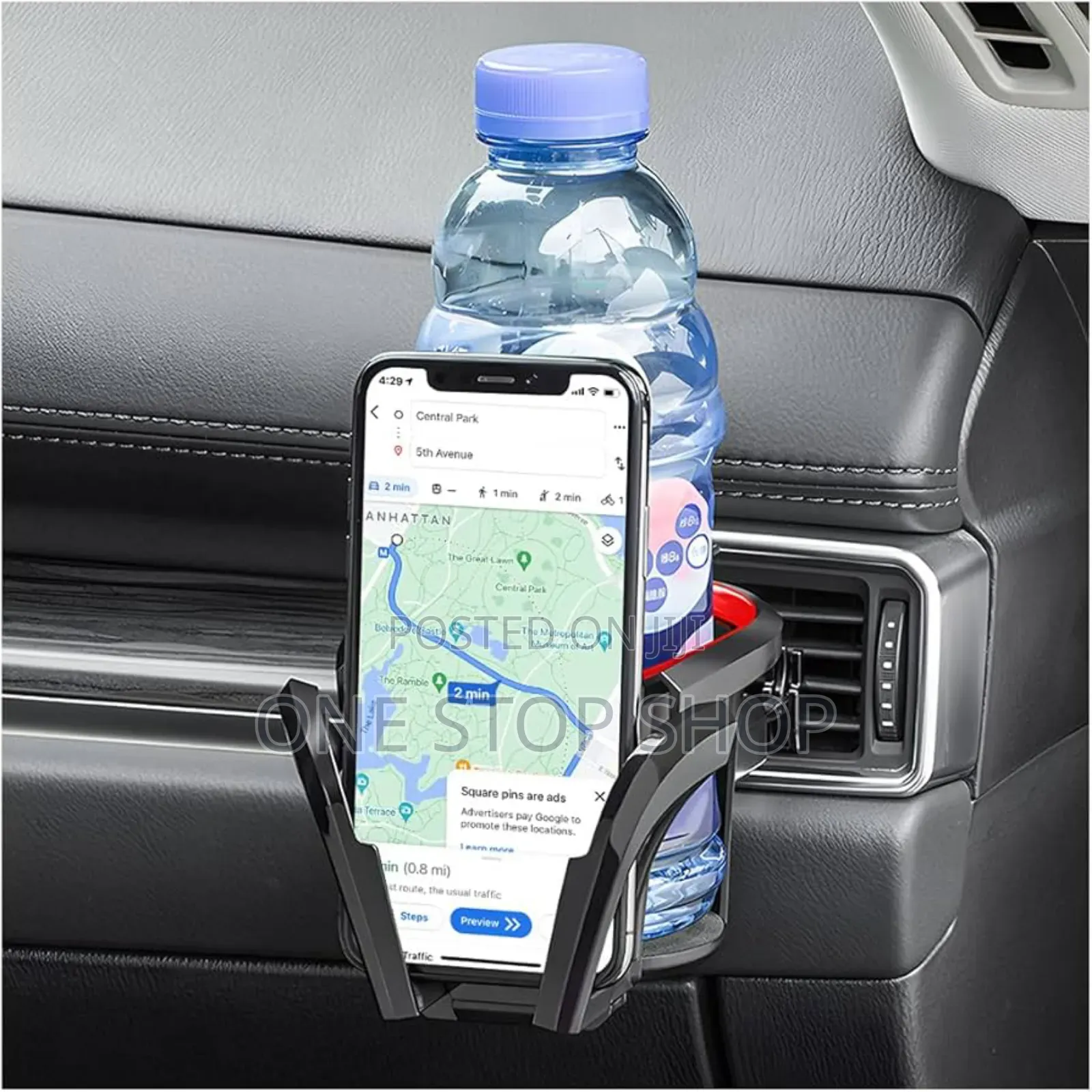 Multifunctional Auto Drink Stand for Air Vent With Phone Holder Clip