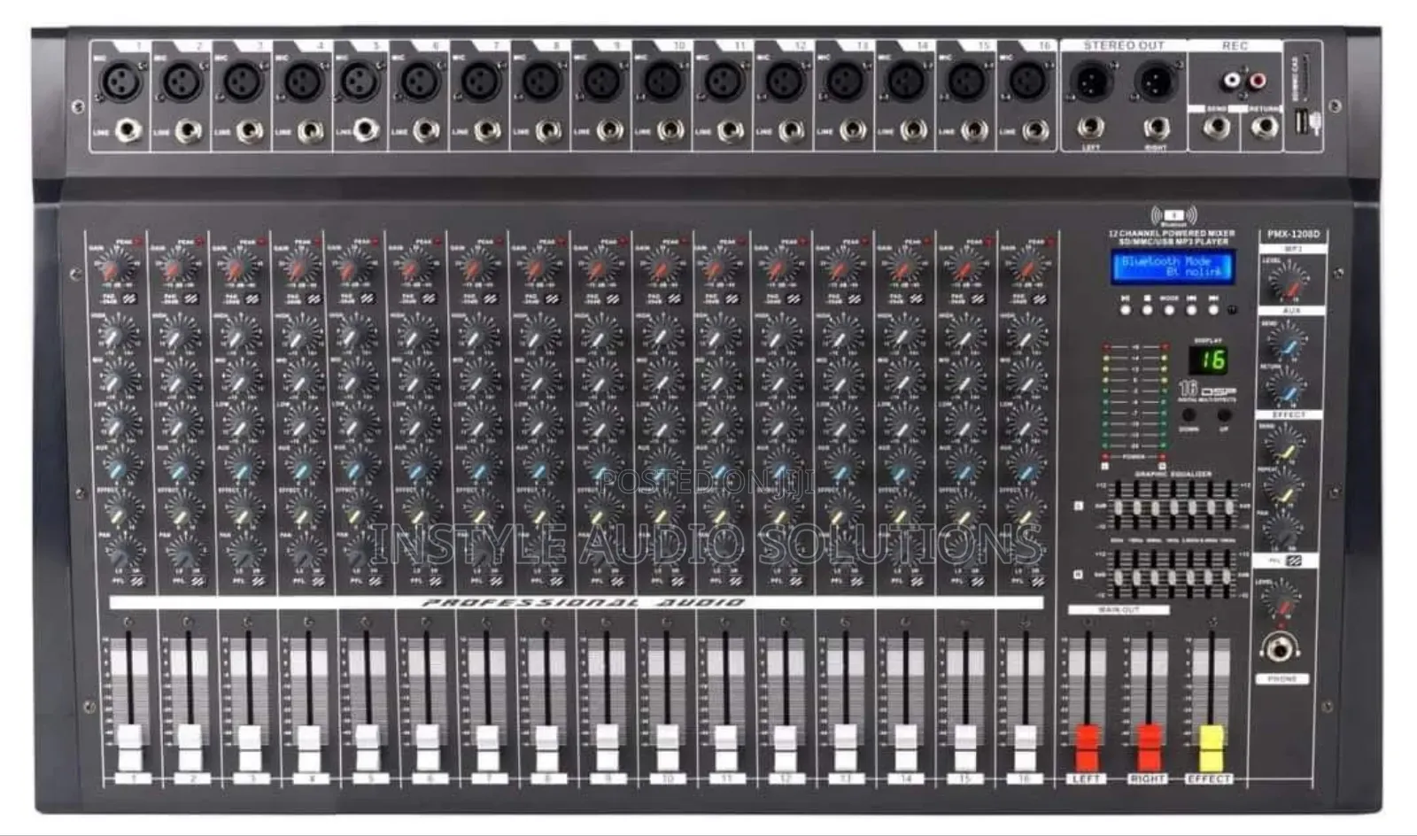 16 Channels Max Powered Mixer Usb and Bluetooth Enabled 2000w Power