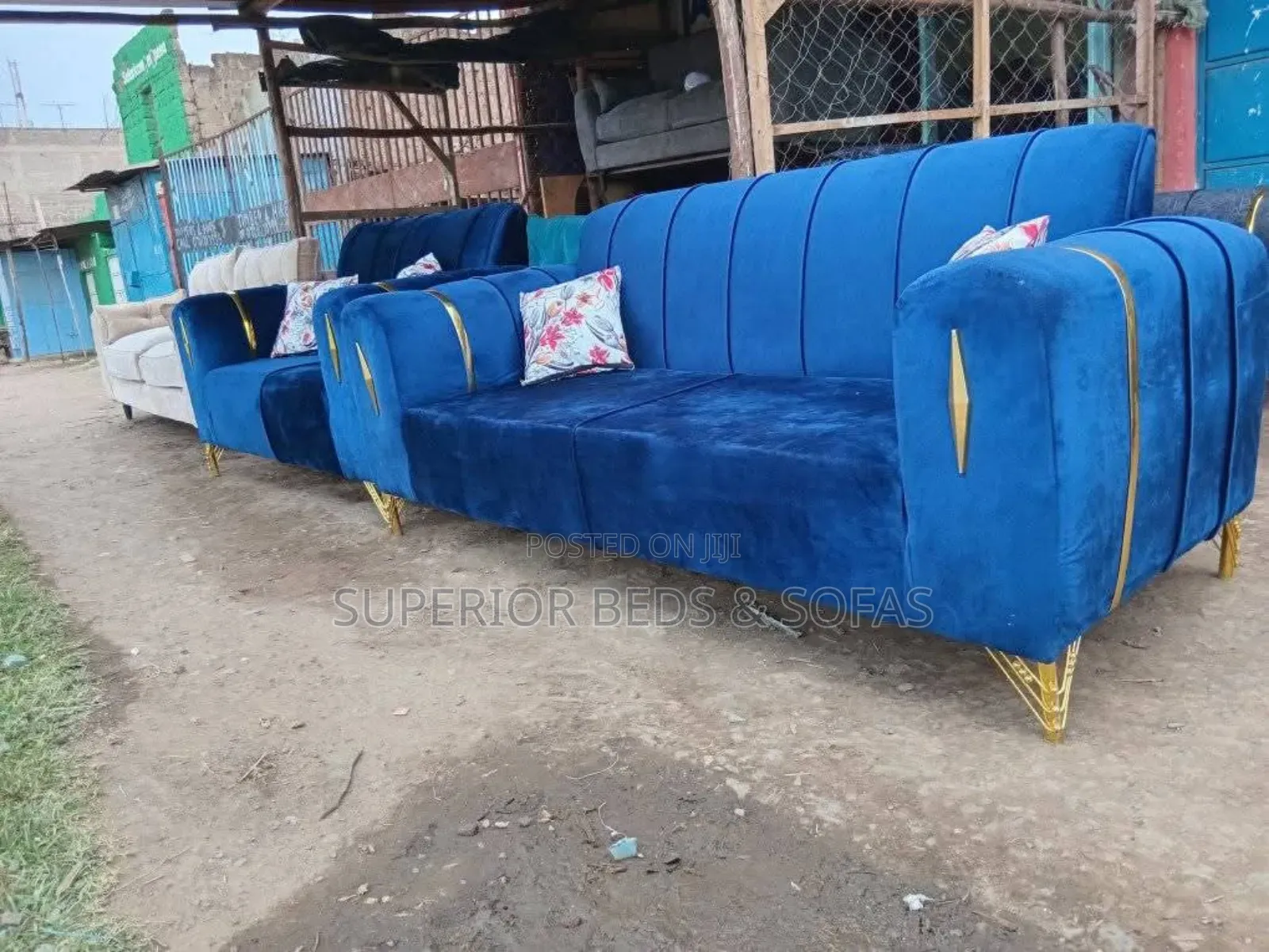 Blue 5 Seater Sofa Set( 3+2 Seater Sofa)