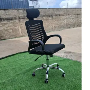 Secretarial Mesh Office Chair With Headrest-Black