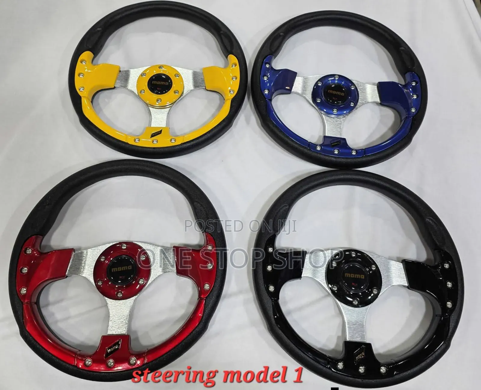 Universal Fit Momo Steering in Red, Blue, Black,White