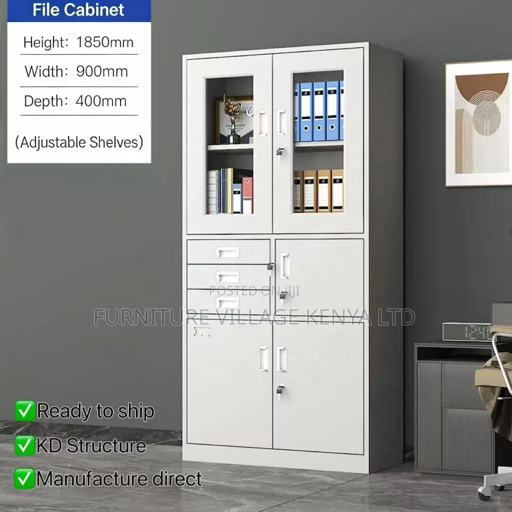 Office Cabinet; 2-door Metallic Office Cabinet With Safe