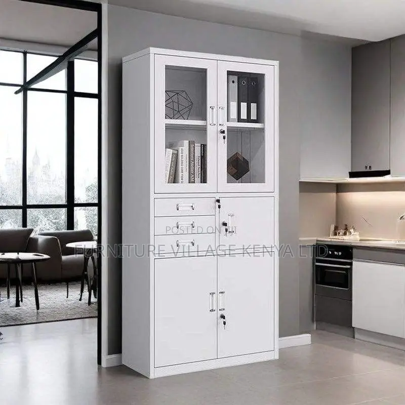 Office Cabinet; 2-door Metallic Office Cabinet With Safe