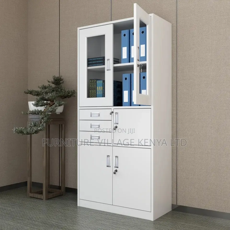Office Cabinet; 2-door Metallic Office Cabinet With Safe