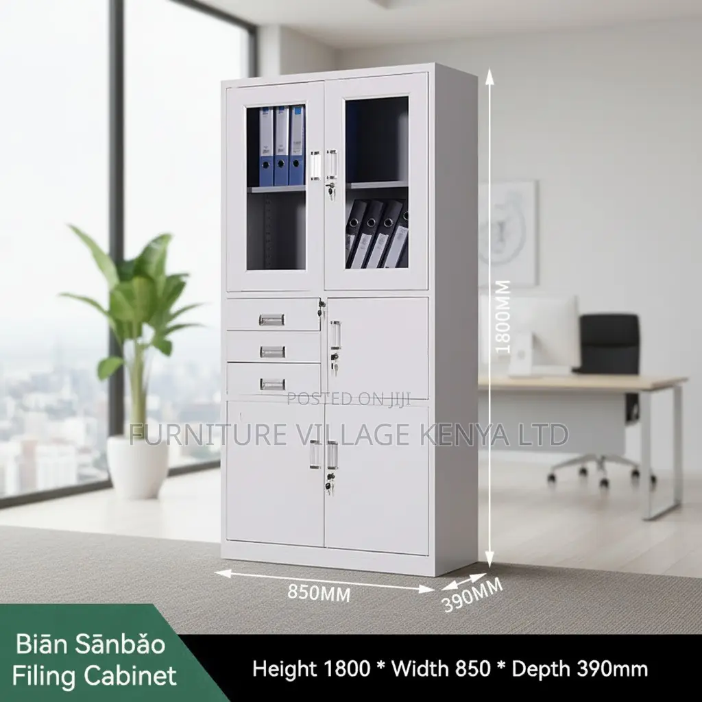 Office Cabinet; 2-door Metallic Office Cabinet With Safe