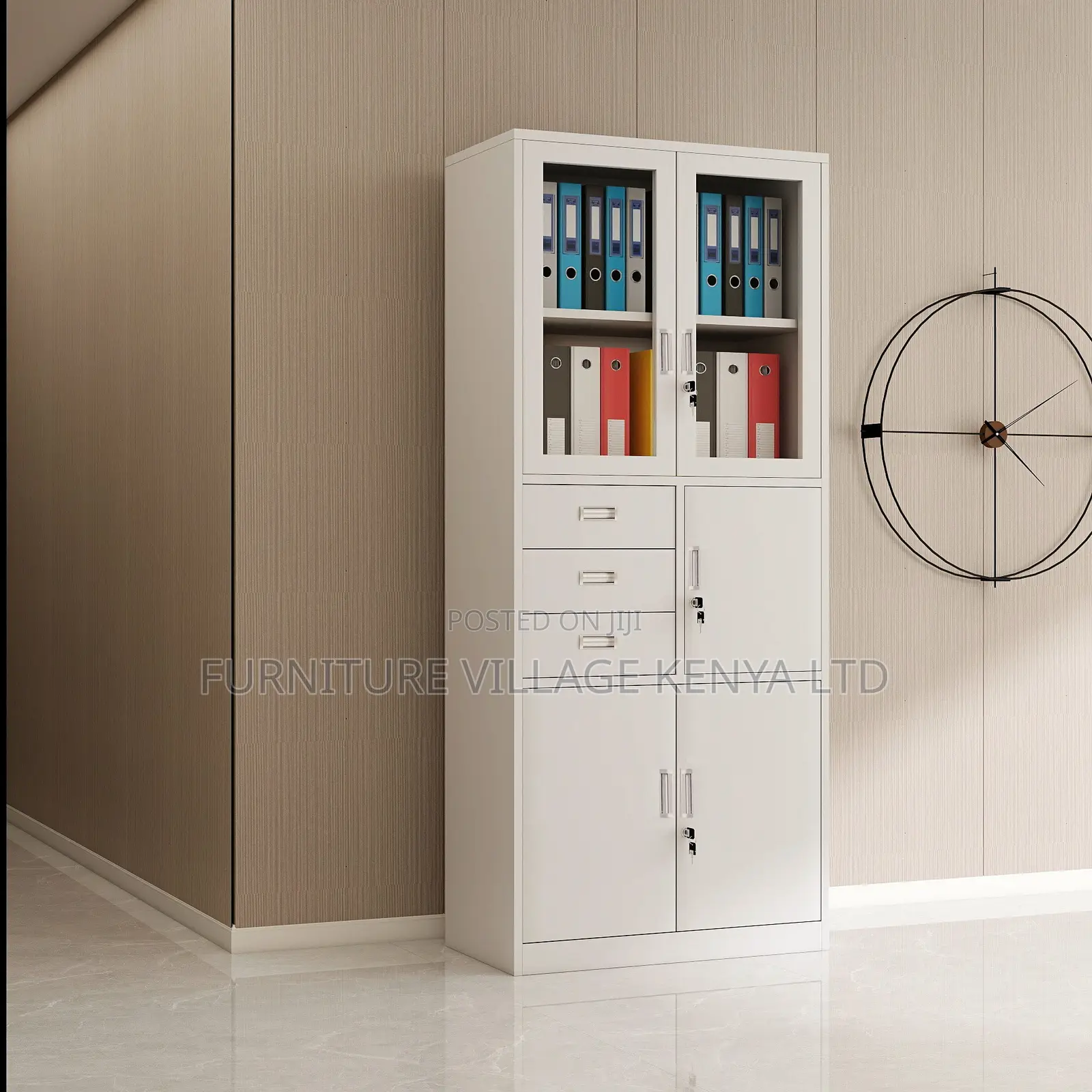 Office Cabinet; 2-door Metallic Office Cabinet With Safe