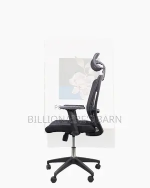 Black Mesh Office Chair Ergonomic Headrest With Nylon Base Office