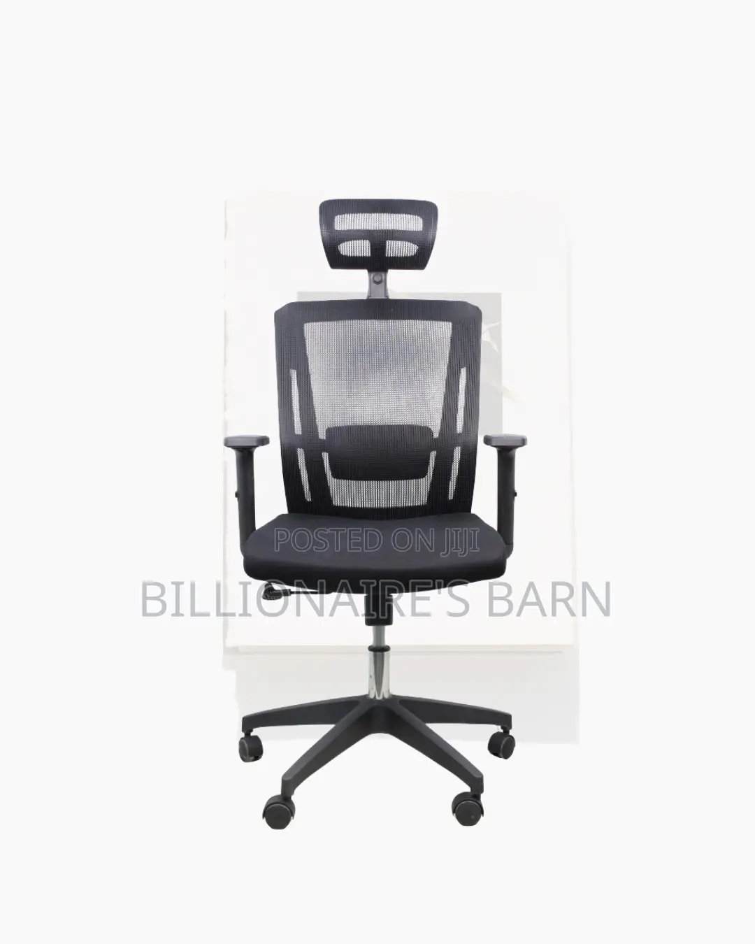 Black Mesh Office Chair Ergonomic Headrest With Nylon Base Office
