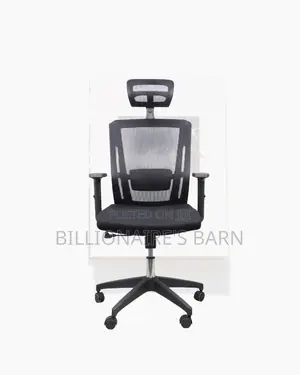 Black Mesh Office Chair Ergonomic Headrest With Nylon Base Office