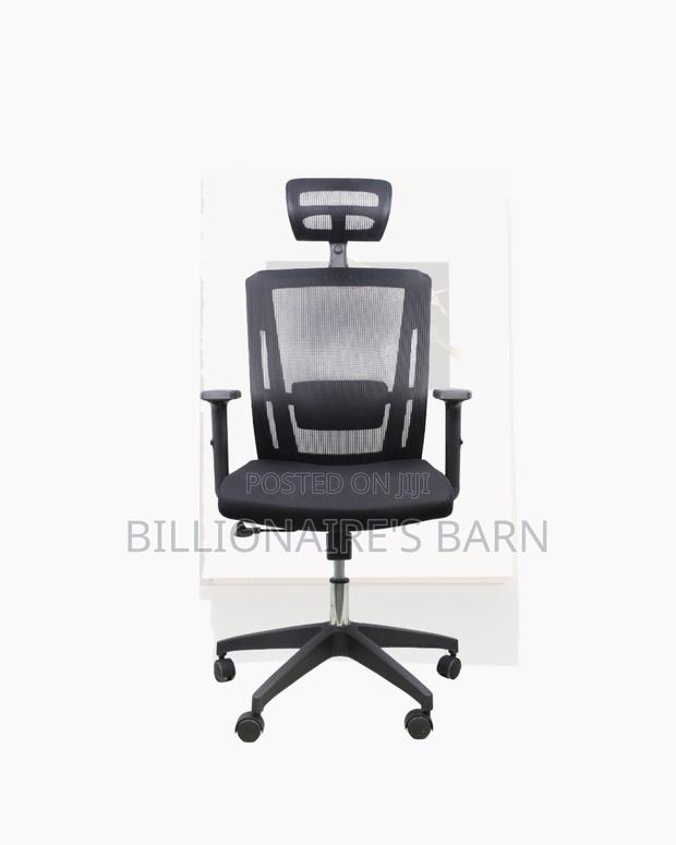 Black Mesh Office Chair Ergonomic Headrest With Nylon Base Office - thumbnail 2