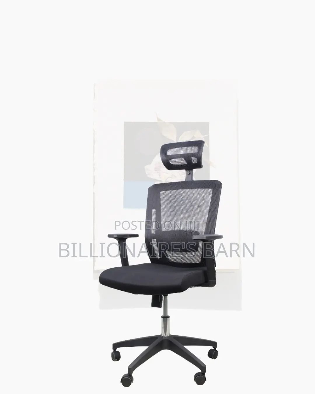 Black Mesh Office Chair Ergonomic Headrest With Nylon Base Office