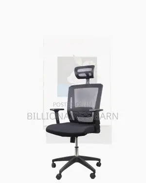 Black Mesh Office Chair Ergonomic Headrest With Nylon Base Office