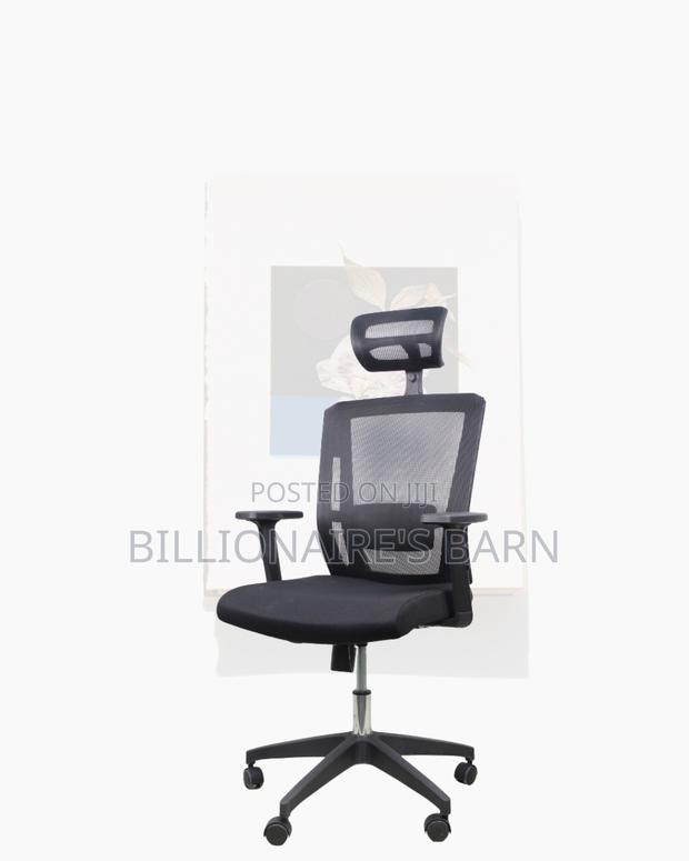 Black Mesh Office Chair Ergonomic Headrest With Nylon Base Office - thumbnail 3