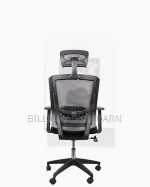 Black Mesh Office Chair Ergonomic Headrest With Nylon Base Office