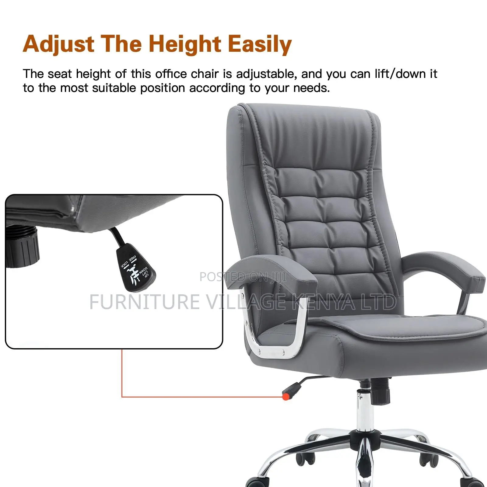 Office Chair; High Back Executive Leather Office Seat