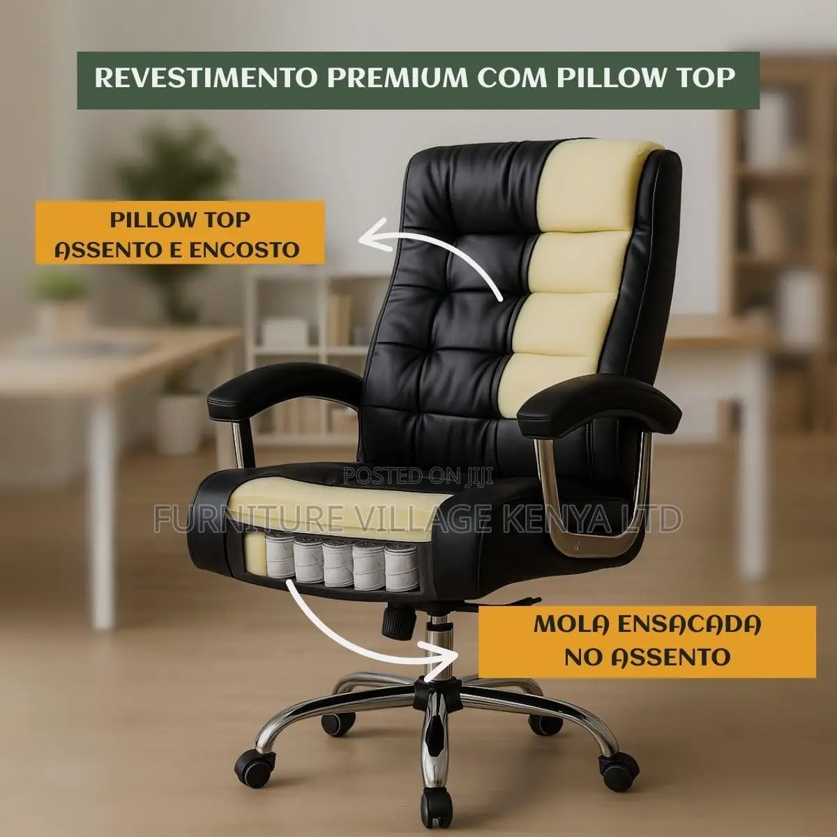 Office Chair; High Back Executive Leather Office Seat