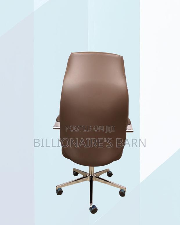 Brown Executive Leather Office Chair High Back Chrome Base Support - thumbnail 3
