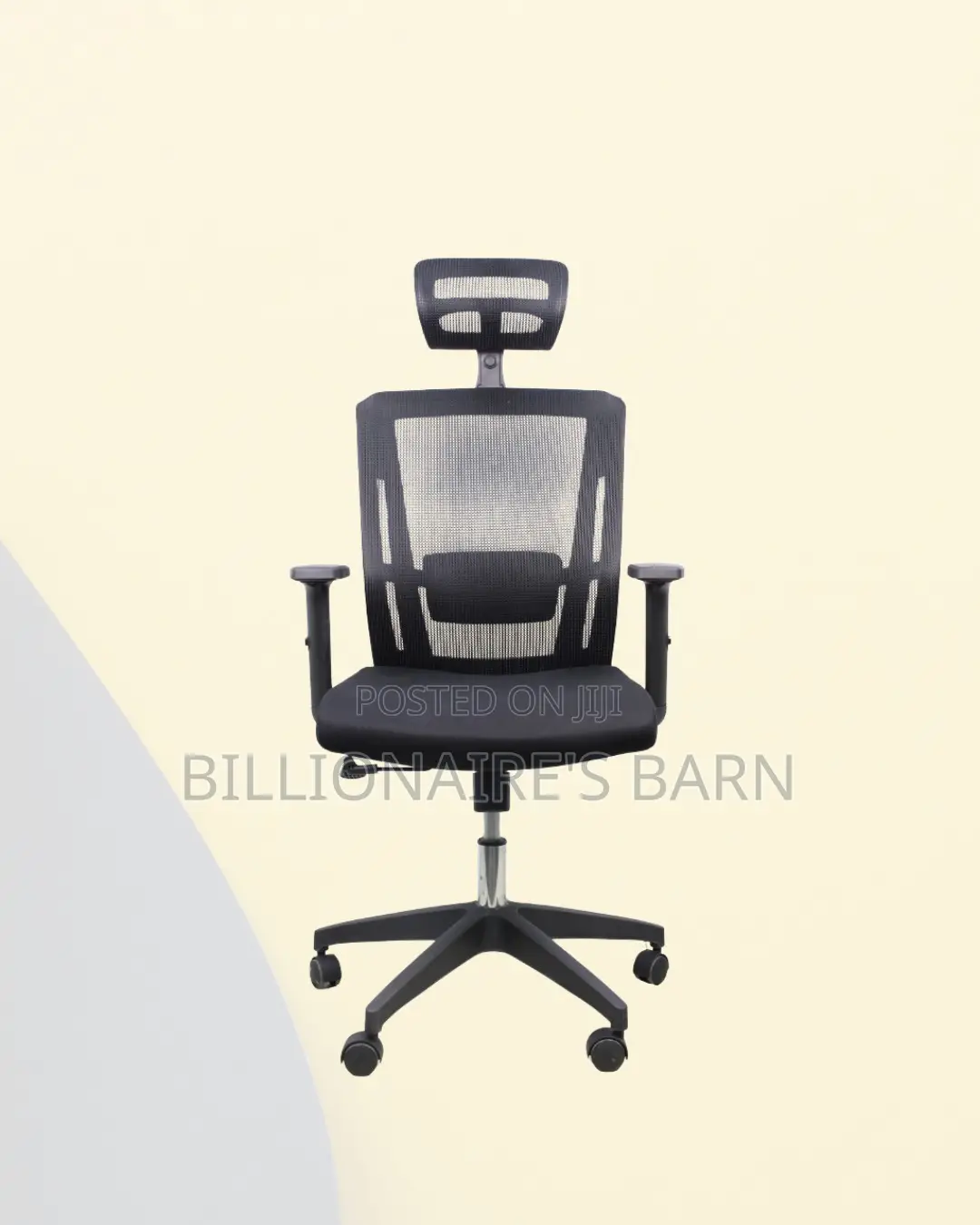 Black Mesh Office Chair Ergonomic Headrest With Nylon Base Seating